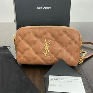 Yves Saint Laurent Brown Quilted Crossbody Bag